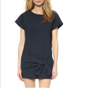 NWT TIbi Navy Blue Seersucker Tie Detail Romper. Size Extra Small